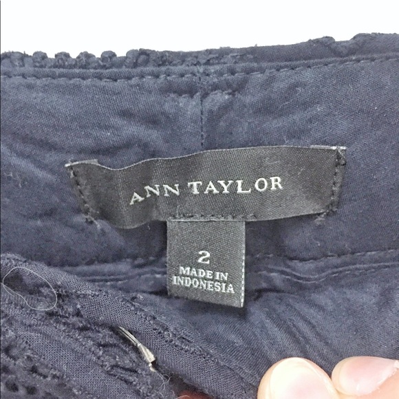 Ann Taylor Navy Eyelet Scalloped Dress Pants - Picture 5 of 5